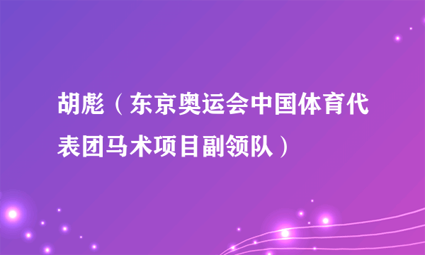 胡彪（东京奥运会中国体育代表团马术项目副领队）