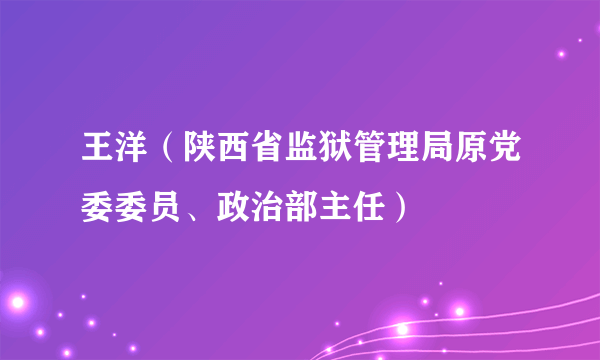 王洋（陕西省监狱管理局原党委委员、政治部主任）