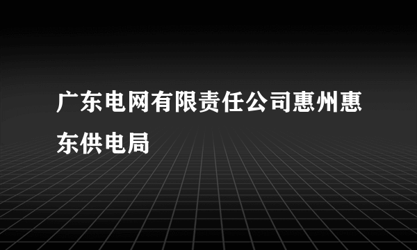 广东电网有限责任公司惠州惠东供电局