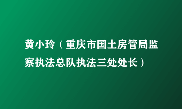 黄小玲（重庆市国土房管局监察执法总队执法三处处长）