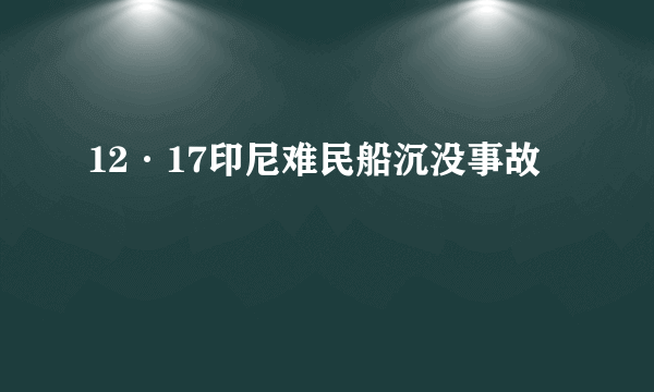 12·17印尼难民船沉没事故