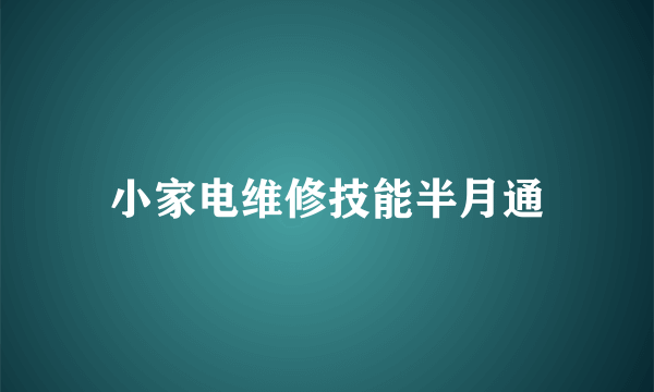 小家电维修技能半月通