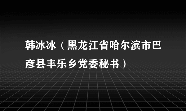 韩冰冰（黑龙江省哈尔滨市巴彦县丰乐乡党委秘书）