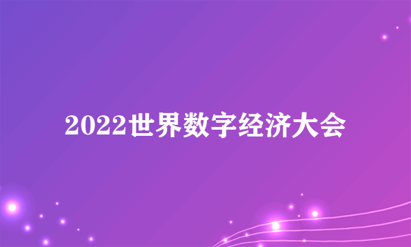 2022世界数字经济大会