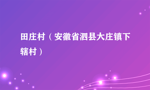 田庄村（安徽省泗县大庄镇下辖村）