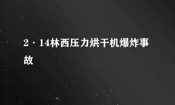 2·14林西压力烘干机爆炸事故