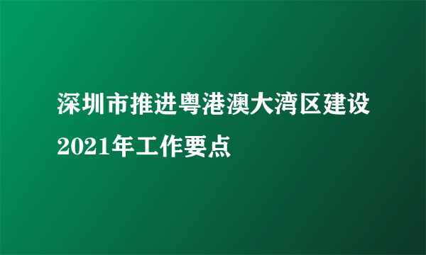 深圳市推进粤港澳大湾区建设2021年工作要点