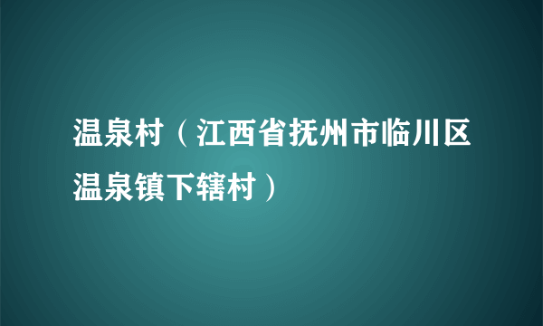 温泉村（江西省抚州市临川区温泉镇下辖村）