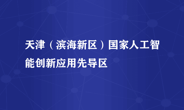 天津（滨海新区）国家人工智能创新应用先导区