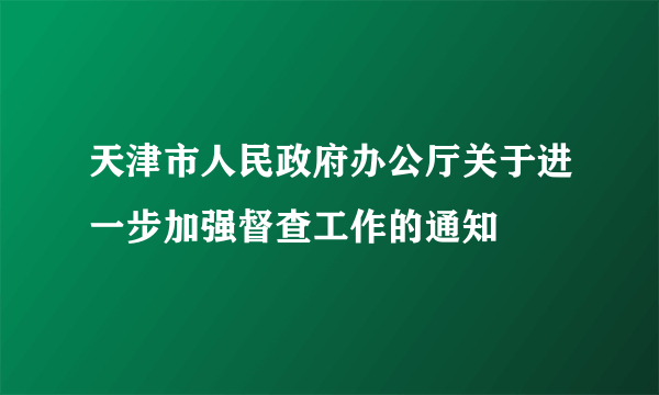 天津市人民政府办公厅关于进一步加强督查工作的通知