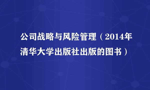 公司战略与风险管理（2014年清华大学出版社出版的图书）