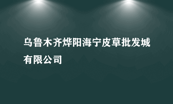 乌鲁木齐烨阳海宁皮草批发城有限公司