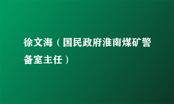 徐文海（国民政府淮南煤矿警备室主任）