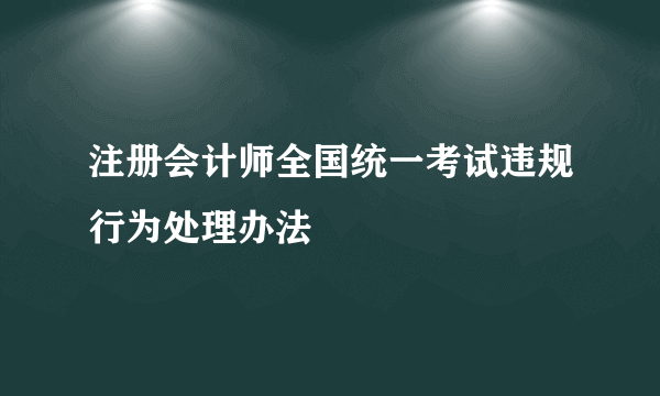 注册会计师全国统一考试违规行为处理办法