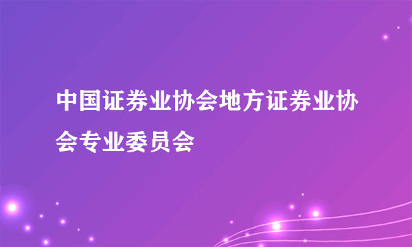 中国证券业协会地方证券业协会专业委员会