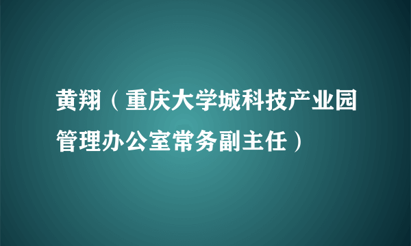 黄翔（重庆大学城科技产业园管理办公室常务副主任）