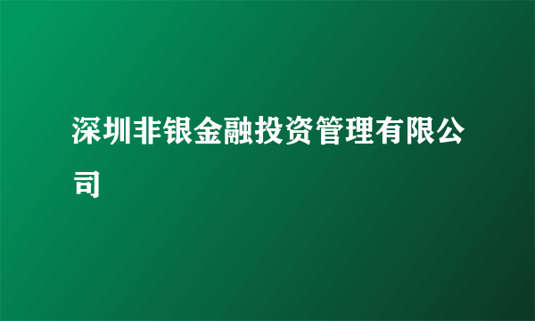 深圳非银金融投资管理有限公司