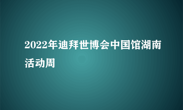 2022年迪拜世博会中国馆湖南活动周