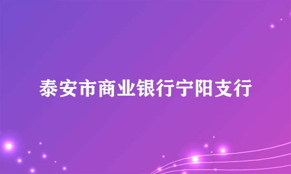 泰安市商业银行宁阳支行