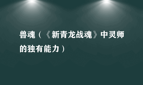 兽魂（《新青龙战魂》中灵师的独有能力）