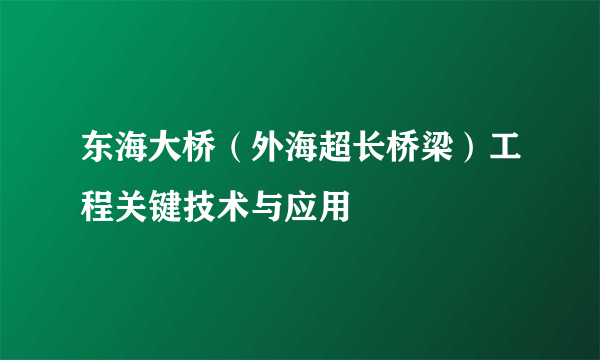 东海大桥（外海超长桥梁）工程关键技术与应用