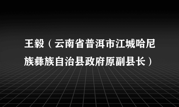 王毅（云南省普洱市江城哈尼族彝族自治县政府原副县长）