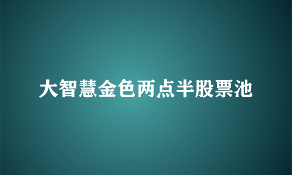 大智慧金色两点半股票池