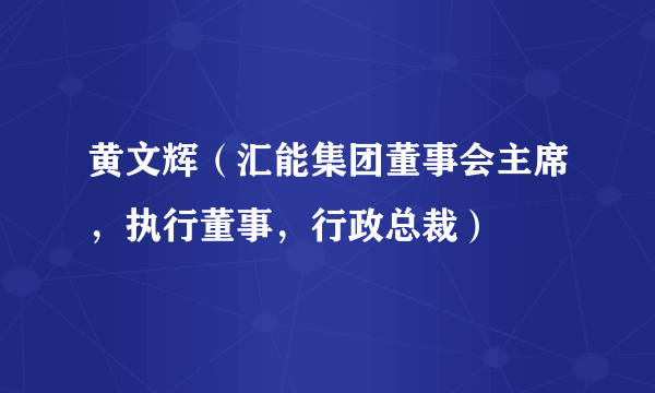 黄文辉（汇能集团董事会主席，执行董事，行政总裁）