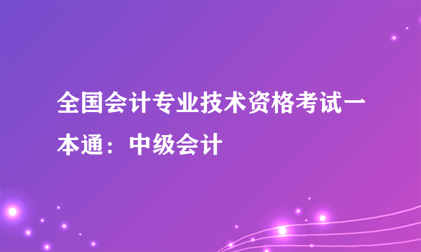 全国会计专业技术资格考试一本通：中级会计