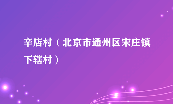 辛店村（北京市通州区宋庄镇下辖村）