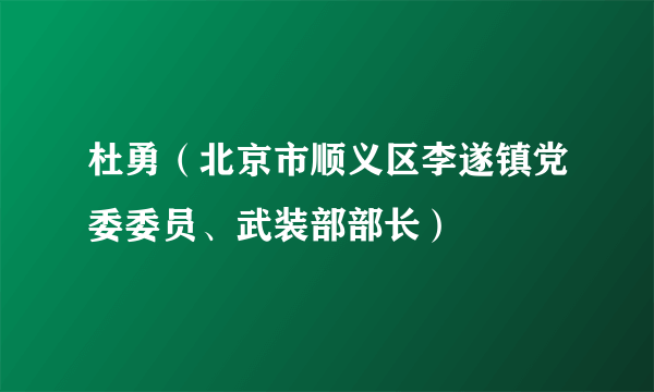 杜勇（北京市顺义区李遂镇党委委员、武装部部长）