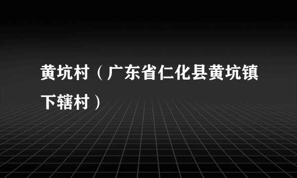 黄坑村（广东省仁化县黄坑镇下辖村）