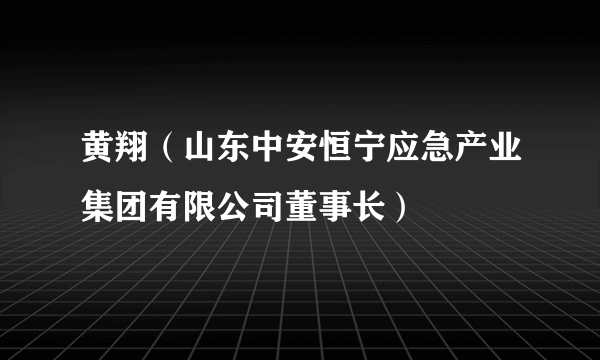 黄翔（山东中安恒宁应急产业集团有限公司董事长）