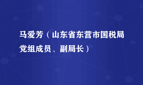 马爱芳（山东省东营市国税局党组成员、副局长）