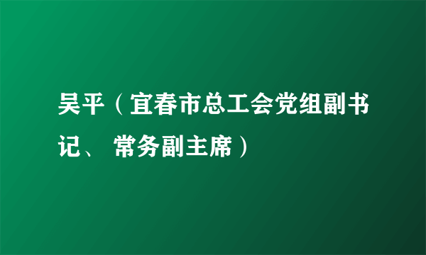 吴平（宜春市总工会党组副书记、 常务副主席）