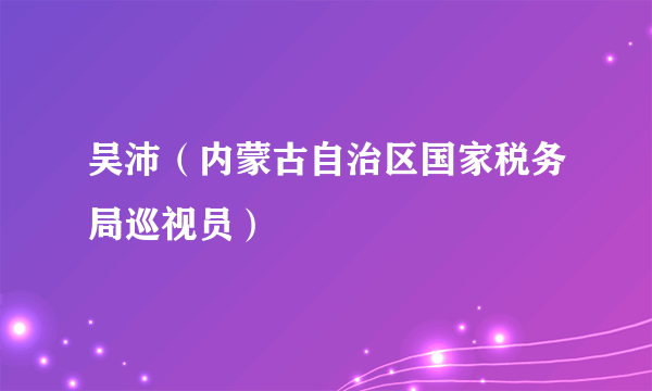 吴沛（内蒙古自治区国家税务局巡视员）