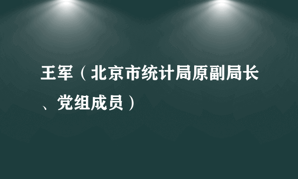 王军（北京市统计局原副局长、党组成员）