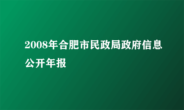 2008年合肥市民政局政府信息公开年报