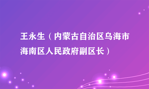 王永生（内蒙古自治区乌海市海南区人民政府副区长）