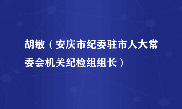 胡敏（安庆市纪委驻市人大常委会机关纪检组组长）