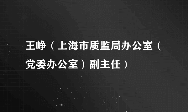 王峥（上海市质监局办公室（党委办公室）副主任）