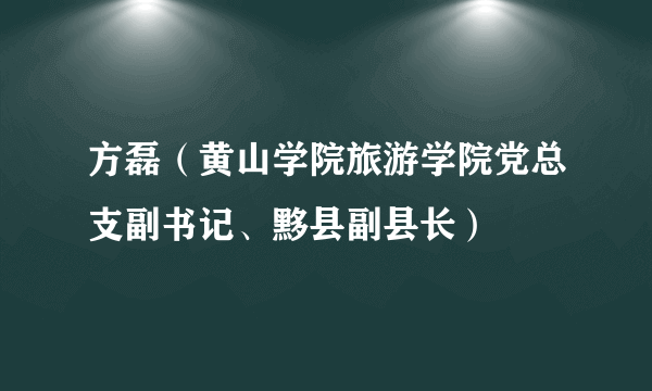 方磊（黄山学院旅游学院党总支副书记、黟县副县长）