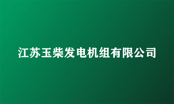 江苏玉柴发电机组有限公司