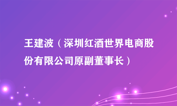 王建波（深圳红酒世界电商股份有限公司原副董事长）