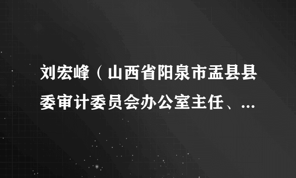 刘宏峰（山西省阳泉市盂县县委审计委员会办公室主任、党组书记、盂县审计局党支部书记、局长）