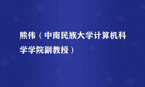 熊伟（中南民族大学计算机科学学院副教授）