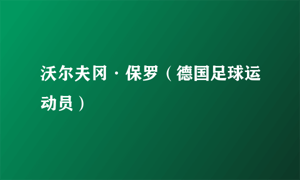 沃尔夫冈·保罗（德国足球运动员）