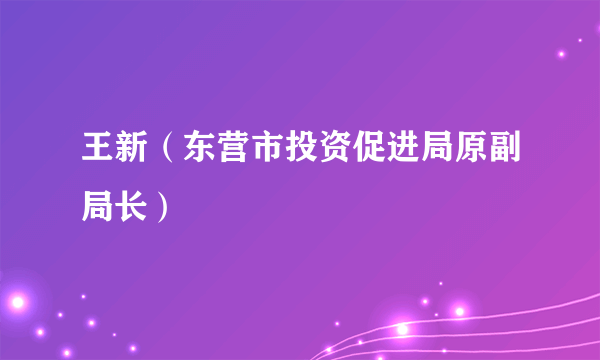 王新（东营市投资促进局原副局长）