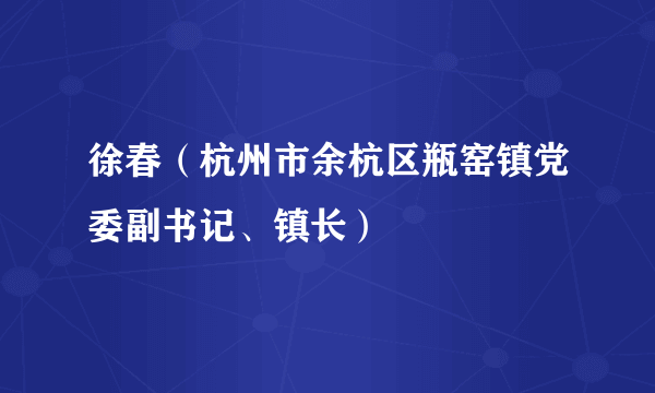 徐春（杭州市余杭区瓶窑镇党委副书记、镇长）