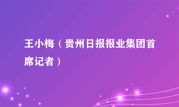 王小梅（贵州日报报业集团首席记者）